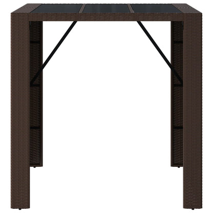Bartisch mit Glasplatte Braun 105x80x110 cm Poly Rattan - Pazzar.ch