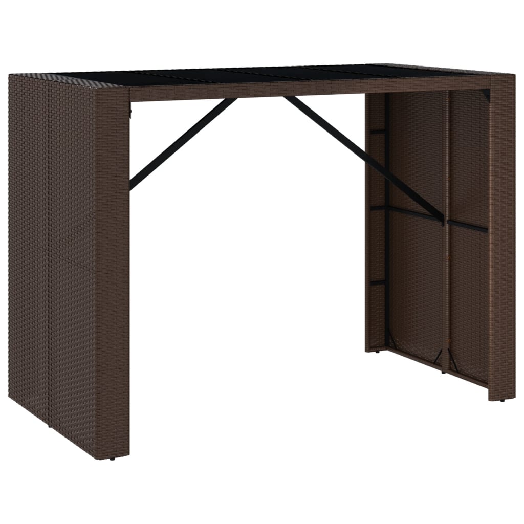 Bartisch mit Glasplatte Braun 145x80x110 cm Poly Rattan - Pazzar.ch