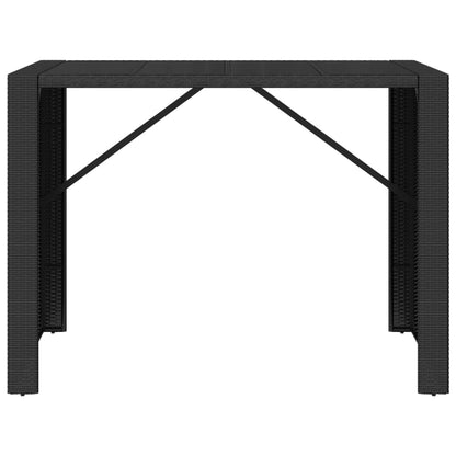 Bartisch mit Glasplatte Schwarz 145x80x110 cm Poly Rattan - Pazzar.ch