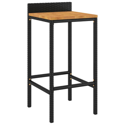 Barhocker 2 Stk. Schwarz Poly Rattan und Massivholz Akazie - Pazzar.ch