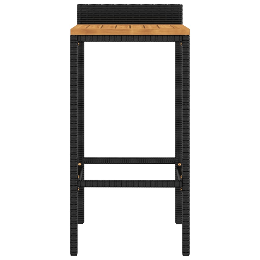 Barhocker 2 Stk. Schwarz Poly Rattan und Massivholz Akazie - Pazzar.ch