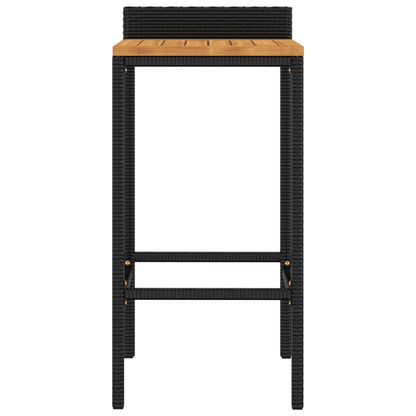 Barhocker 2 Stk. Schwarz Poly Rattan und Massivholz Akazie - Pazzar.ch