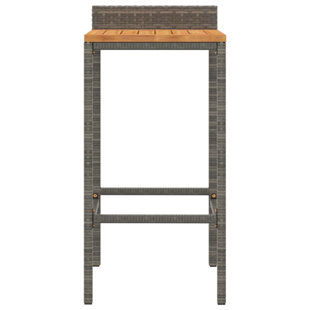 Barhocker 2 Stk. Grau Poly Rattan und Massivholz Akazie - Pazzar.ch