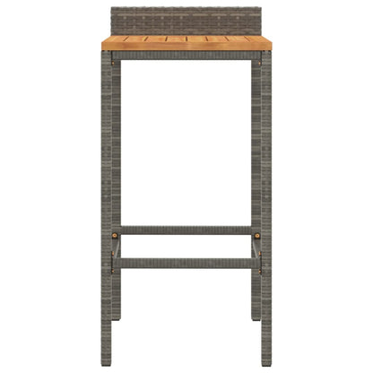 Barhocker 2 Stk. Grau Poly Rattan und Massivholz Akazie - Pazzar.ch