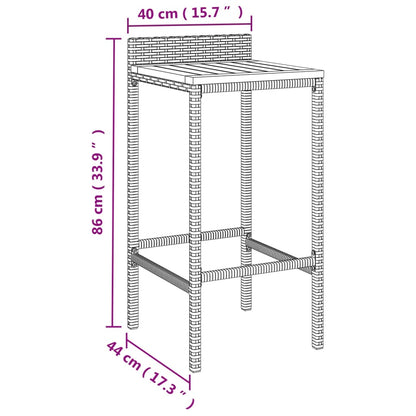 Barhocker 2 Stk. Grau Poly Rattan und Massivholz Akazie - Pazzar.ch