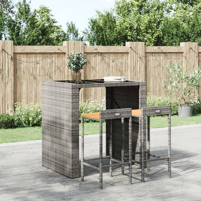 Barhocker 2 Stk. Grau Poly Rattan und Massivholz Akazie - Pazzar.ch