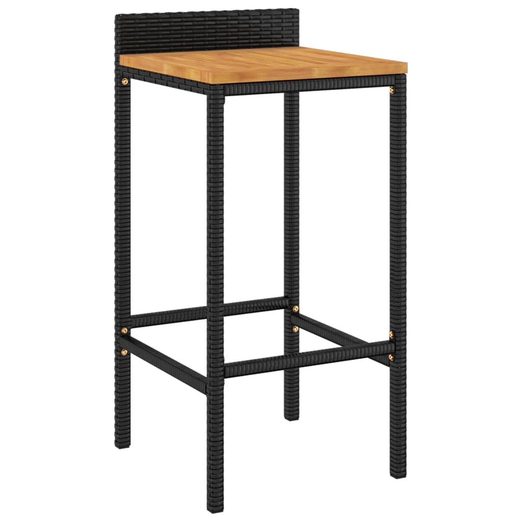 Barhocker 4 Stk. Schwarz Poly Rattan und Massivholz Akazie - Pazzar.ch