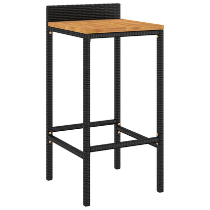 Barhocker 4 Stk. Schwarz Poly Rattan und Massivholz Akazie - Pazzar.ch