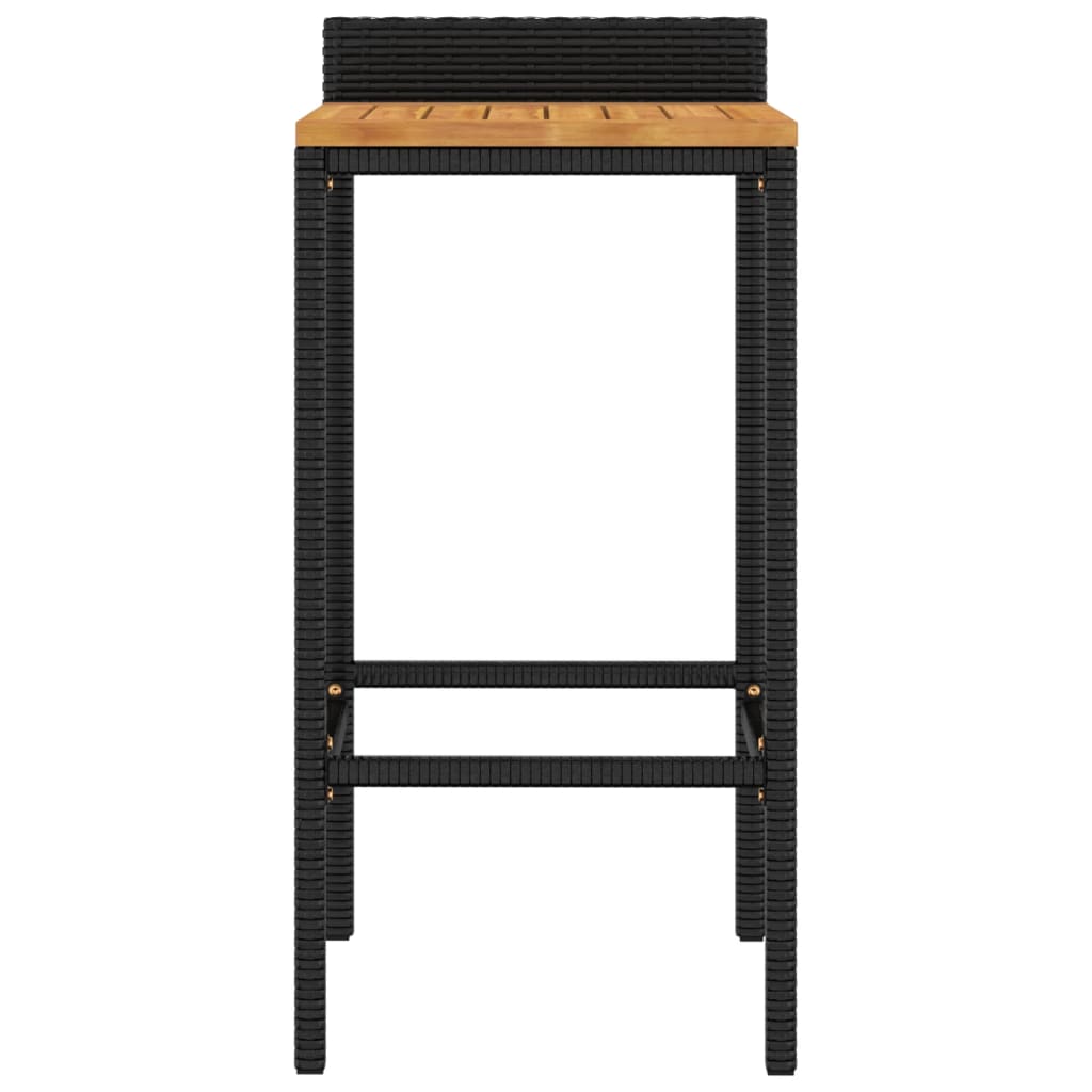 Barhocker 4 Stk. Schwarz Poly Rattan und Massivholz Akazie - Pazzar.ch
