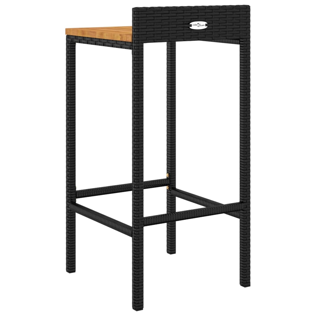 Barhocker 4 Stk. Schwarz Poly Rattan und Massivholz Akazie - Pazzar.ch