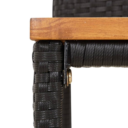 Barhocker 4 Stk. Schwarz Poly Rattan und Massivholz Akazie - Pazzar.ch