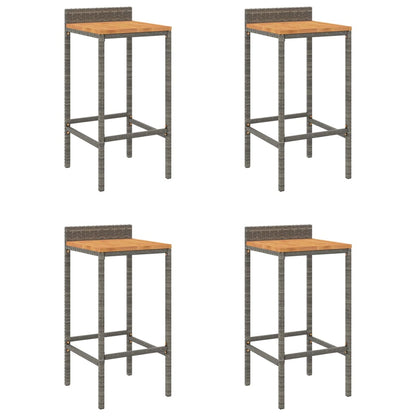 Barhocker 4 Stk. Grau Poly Rattan und Massivholz Akazie - Pazzar.ch