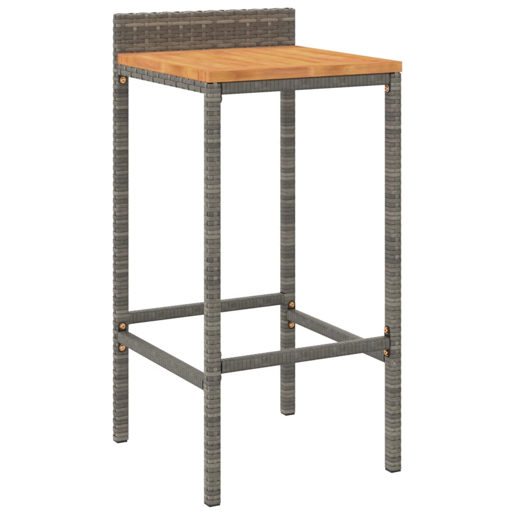 Barhocker 4 Stk. Grau Poly Rattan und Massivholz Akazie - Pazzar.ch