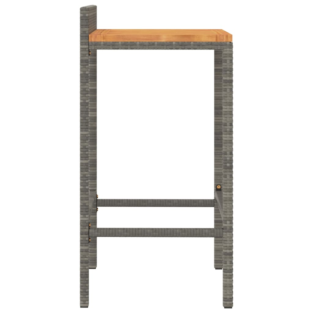 Barhocker 4 Stk. Grau Poly Rattan und Massivholz Akazie - Pazzar.ch