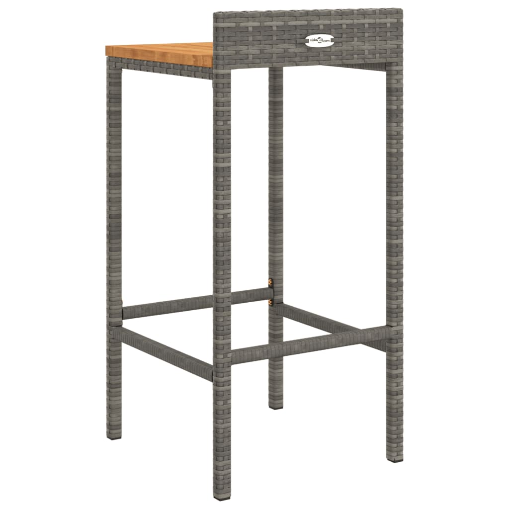 Barhocker 4 Stk. Grau Poly Rattan und Massivholz Akazie - Pazzar.ch