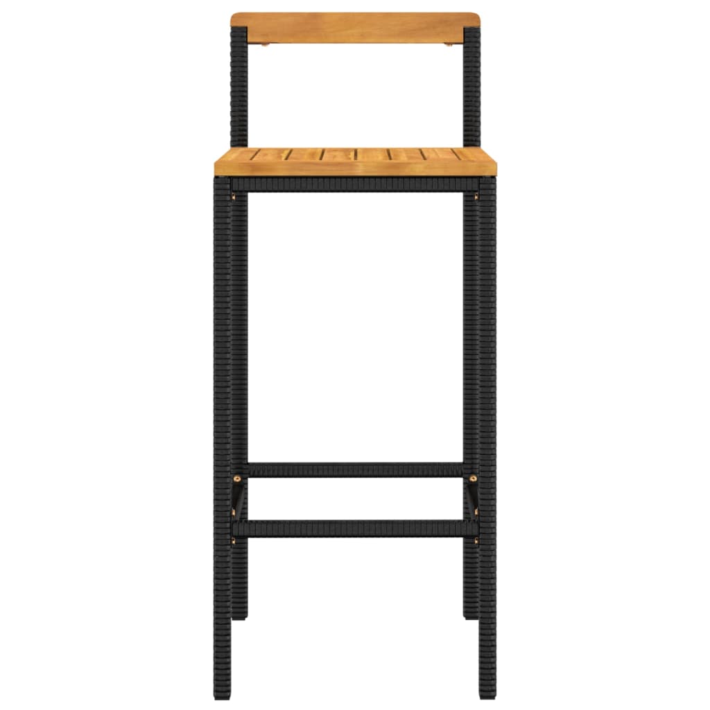 Barhocker 2 Stk. Schwarz Poly Rattan und Massivholz Akazie - Pazzar.ch