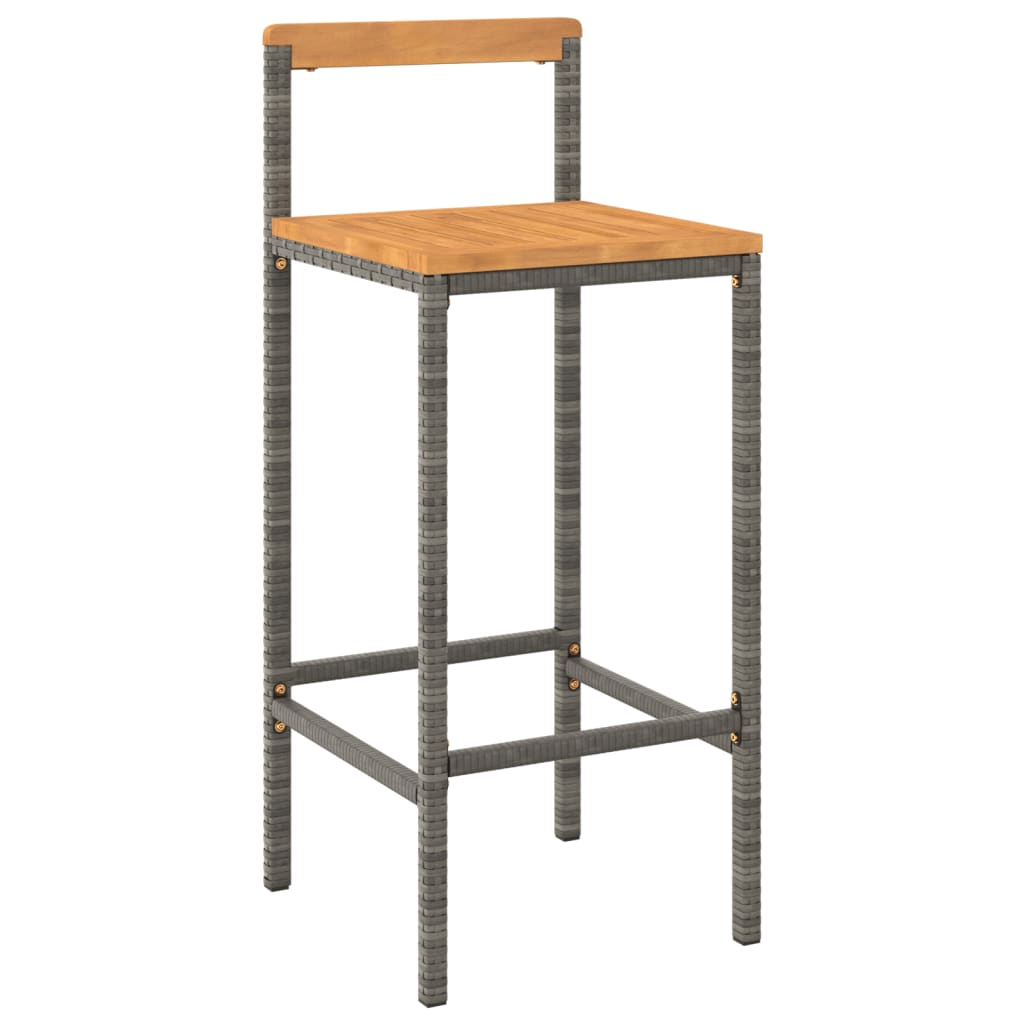 Barhocker 2 Stk. Grau Poly Rattan und Massivholz Akazie - Pazzar.ch