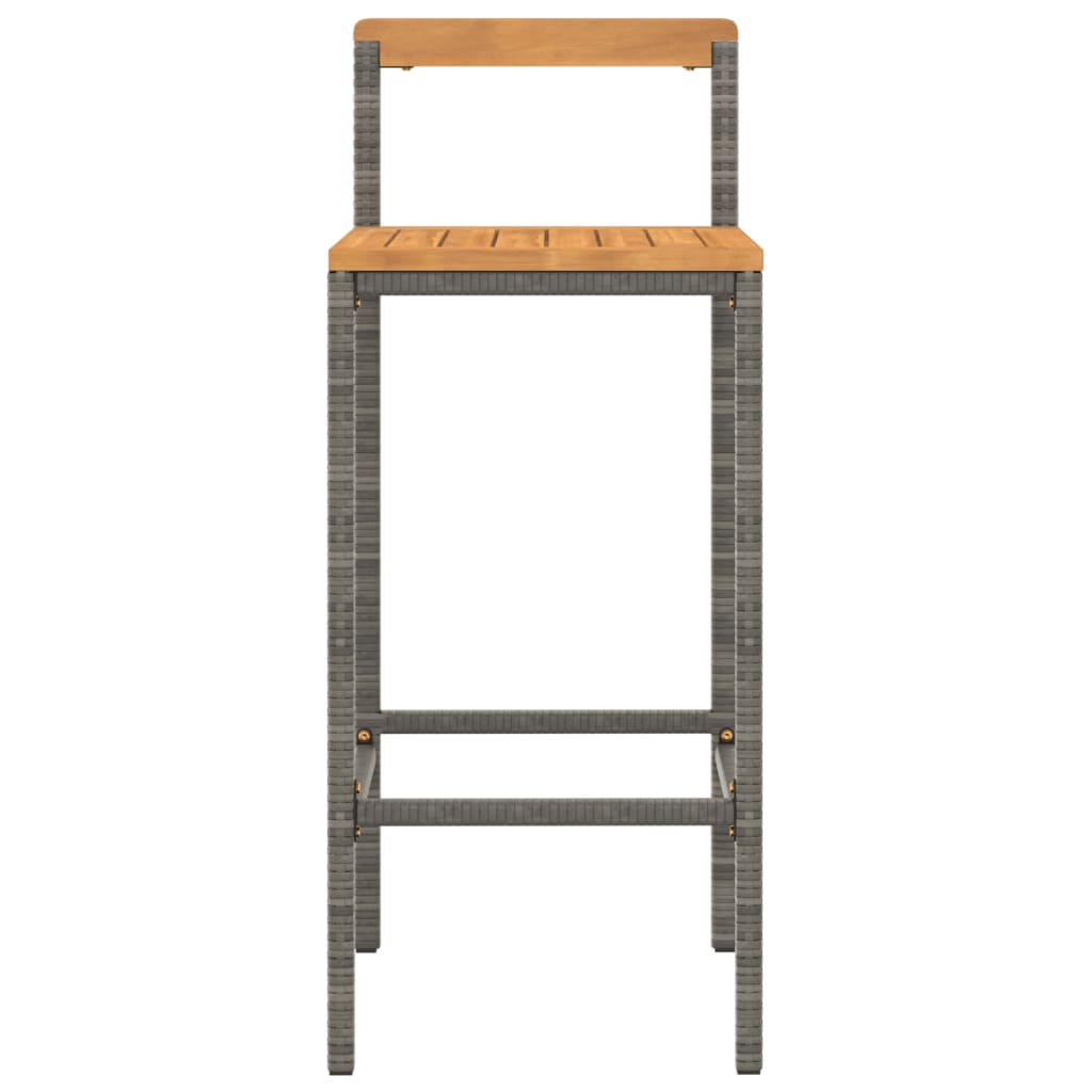 Barhocker 2 Stk. Grau Poly Rattan und Massivholz Akazie - Pazzar.ch