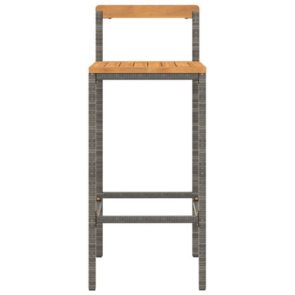 Barhocker 2 Stk. Grau Poly Rattan und Massivholz Akazie - Pazzar.ch