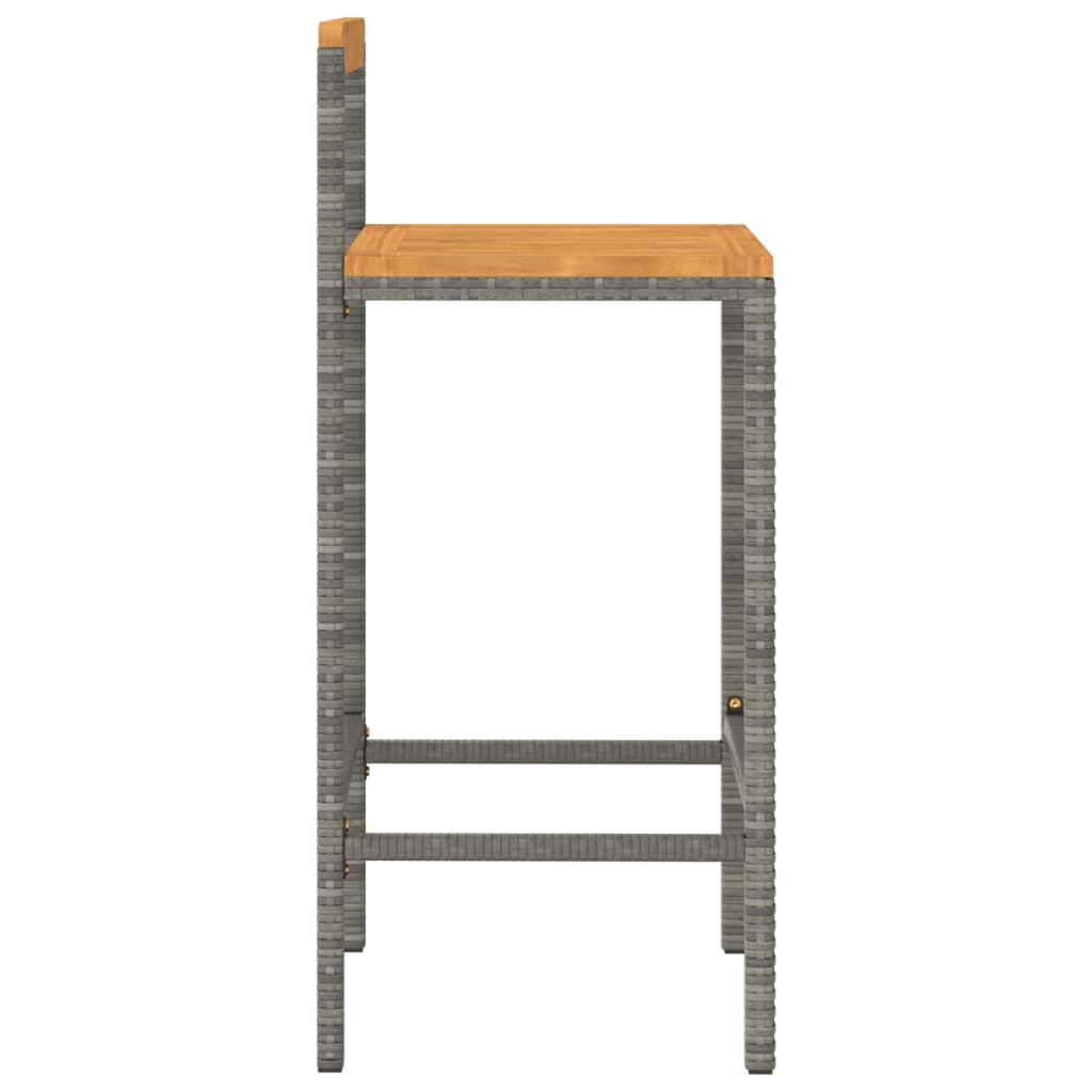 Barhocker 2 Stk. Grau Poly Rattan und Massivholz Akazie - Pazzar.ch