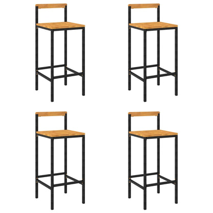 Barhocker 4 Stk. Schwarz Poly Rattan und Massivholz Akazie - Pazzar.ch