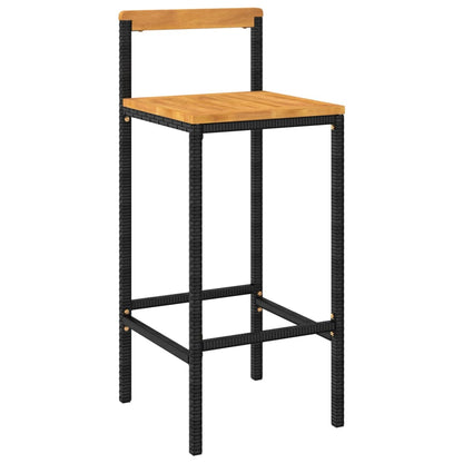 Barhocker 4 Stk. Schwarz Poly Rattan und Massivholz Akazie - Pazzar.ch