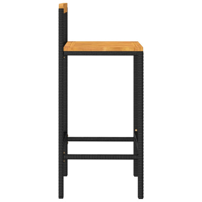 Barhocker 4 Stk. Schwarz Poly Rattan und Massivholz Akazie - Pazzar.ch