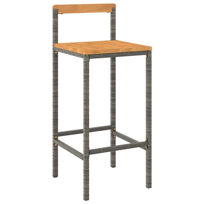 Barhocker 4 Stk. Grau Poly Rattan und Massivholz Akazie - Pazzar.ch