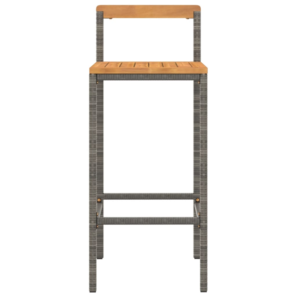 Barhocker 4 Stk. Grau Poly Rattan und Massivholz Akazie - Pazzar.ch