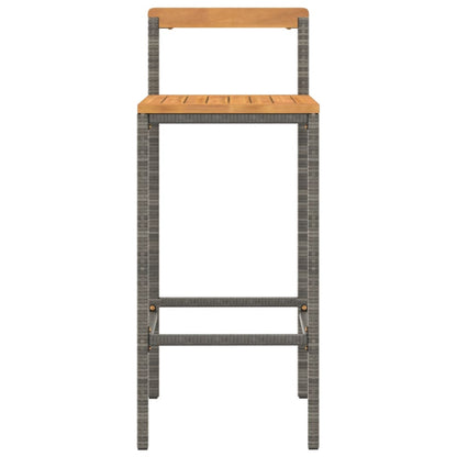 Barhocker 4 Stk. Grau Poly Rattan und Massivholz Akazie - Pazzar.ch