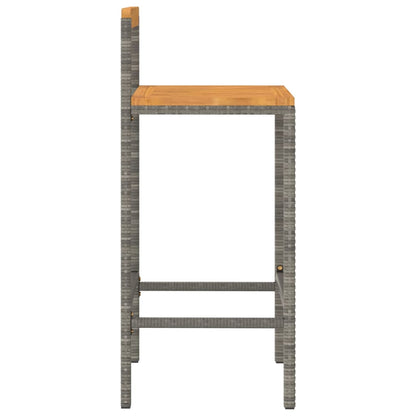 Barhocker 4 Stk. Grau Poly Rattan und Massivholz Akazie - Pazzar.ch