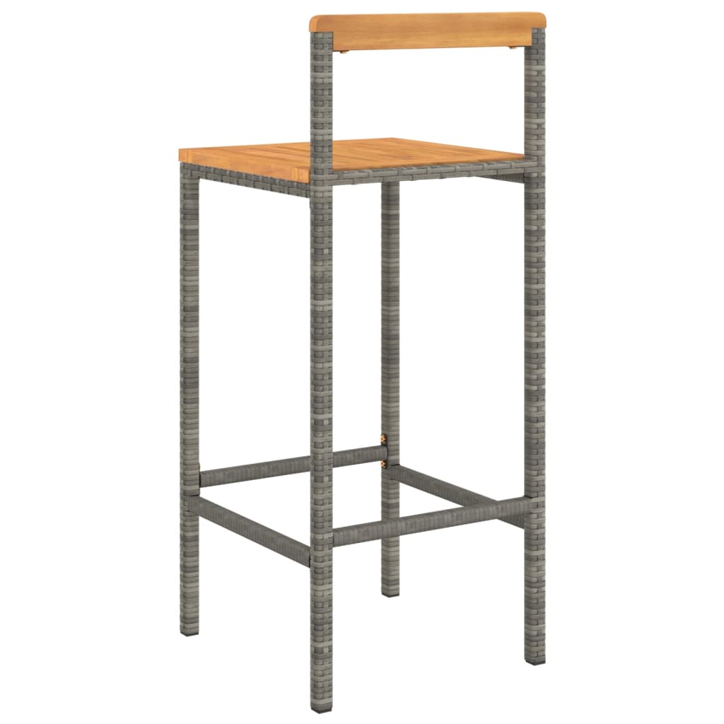 Barhocker 4 Stk. Grau Poly Rattan und Massivholz Akazie - Pazzar.ch