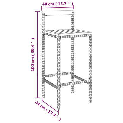 Barhocker 4 Stk. Grau Poly Rattan und Massivholz Akazie - Pazzar.ch