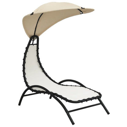 Sonnenliege mit Dach Creme 167x80x195 cm Stoff und Stahl - Pazzar.ch