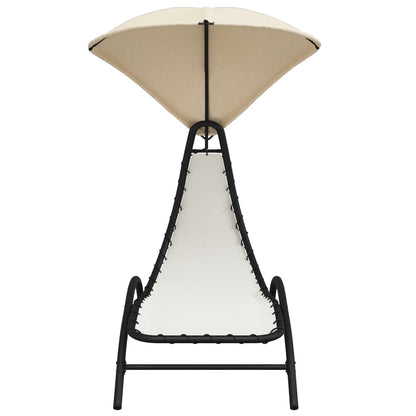 Sonnenliege mit Dach Creme 167x80x195 cm Stoff und Stahl - Pazzar.ch