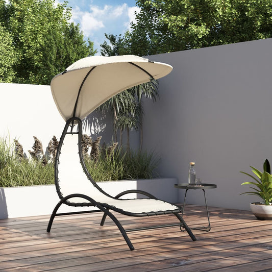 Sonnenliege mit Dach Creme 167x80x195 cm Stoff und Stahl - Pazzar.ch
