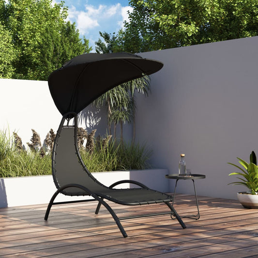 Sonnenliege mit Dach Schwarz 167x80x195 cm Stoff und Stahl - Pazzar.ch