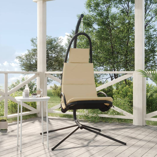 Garten-Hängestuhl mit Kissen Creme Oxford-Gewebe und Stahl - Pazzar.ch