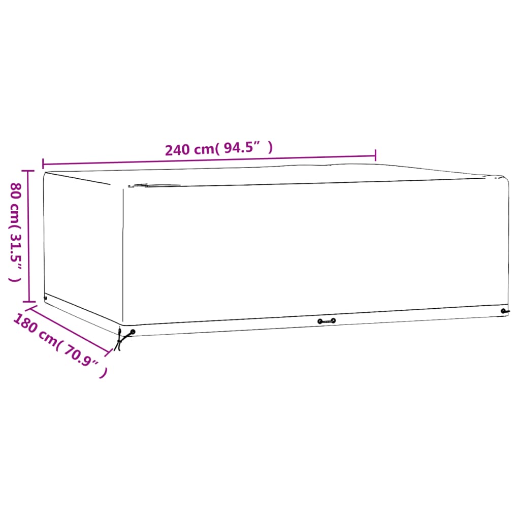 Gartenmöbel-Abdeckung 12 Ösen 240x180x80 cm Rechteckig - Pazzar.ch