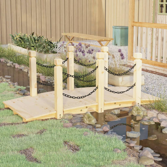 Gartenbrücke mit Kettengeländer 150x67x56 cm Massivholz Fichte - Pazzar.ch