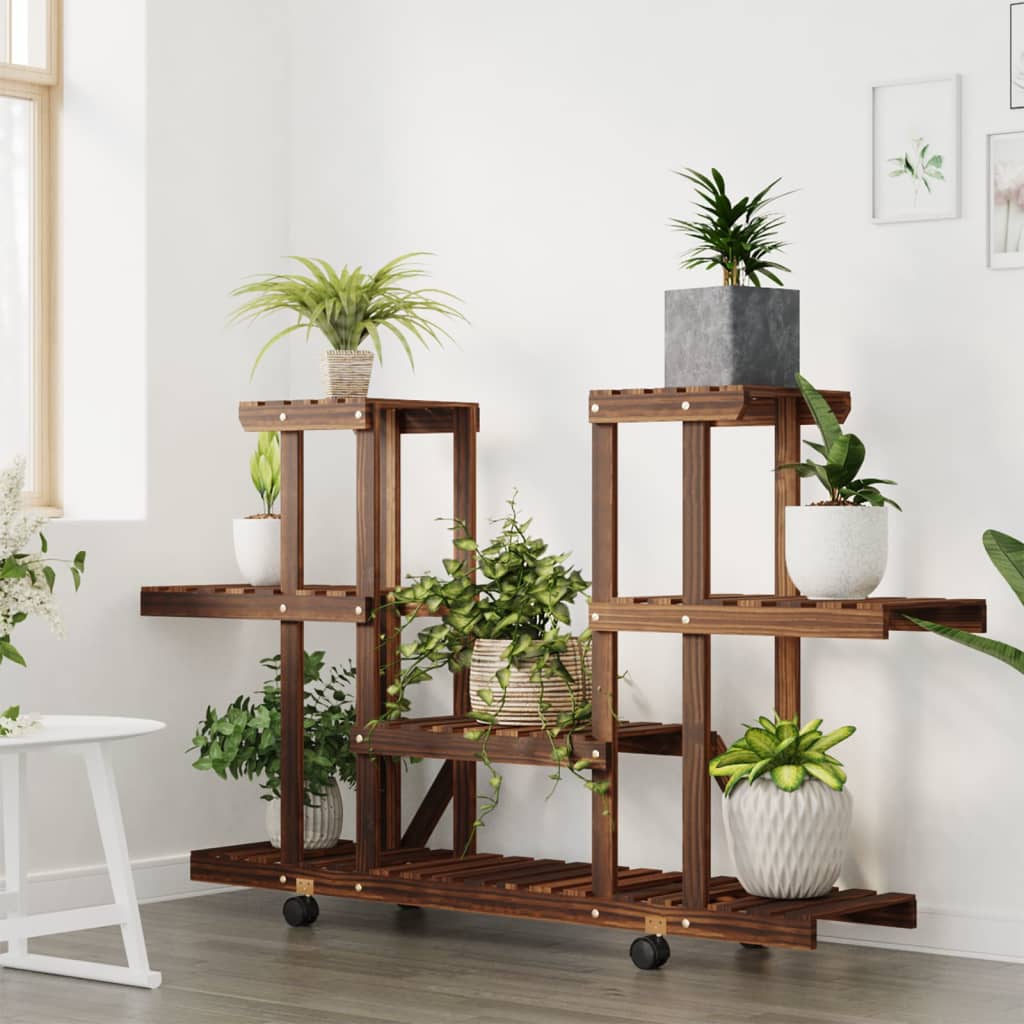 Blumenständer mit Rollen 110x25x78 cm Massivholz Tanne