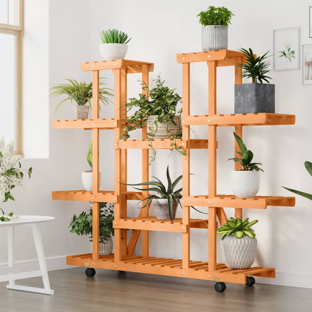 Blumenständer mit Rollen 110x25x115 cm Massivholz Tanne - Pazzar.ch