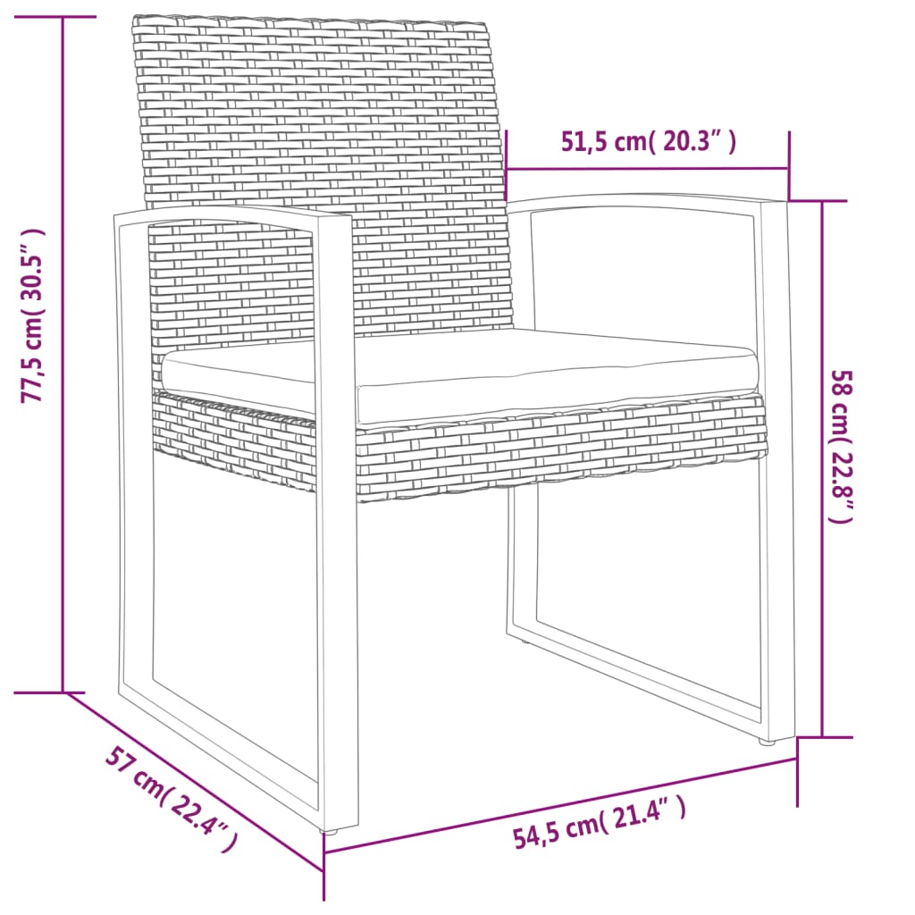 Garten-Esszimmerstühle 2 Stk. Schwarz PP-Rattan - Pazzar.ch