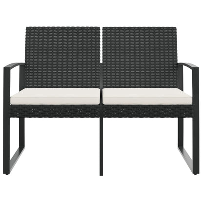 Gartenbank 2-Sitzer mit Kissen Schwarz PP-Rattan - Pazzar.ch
