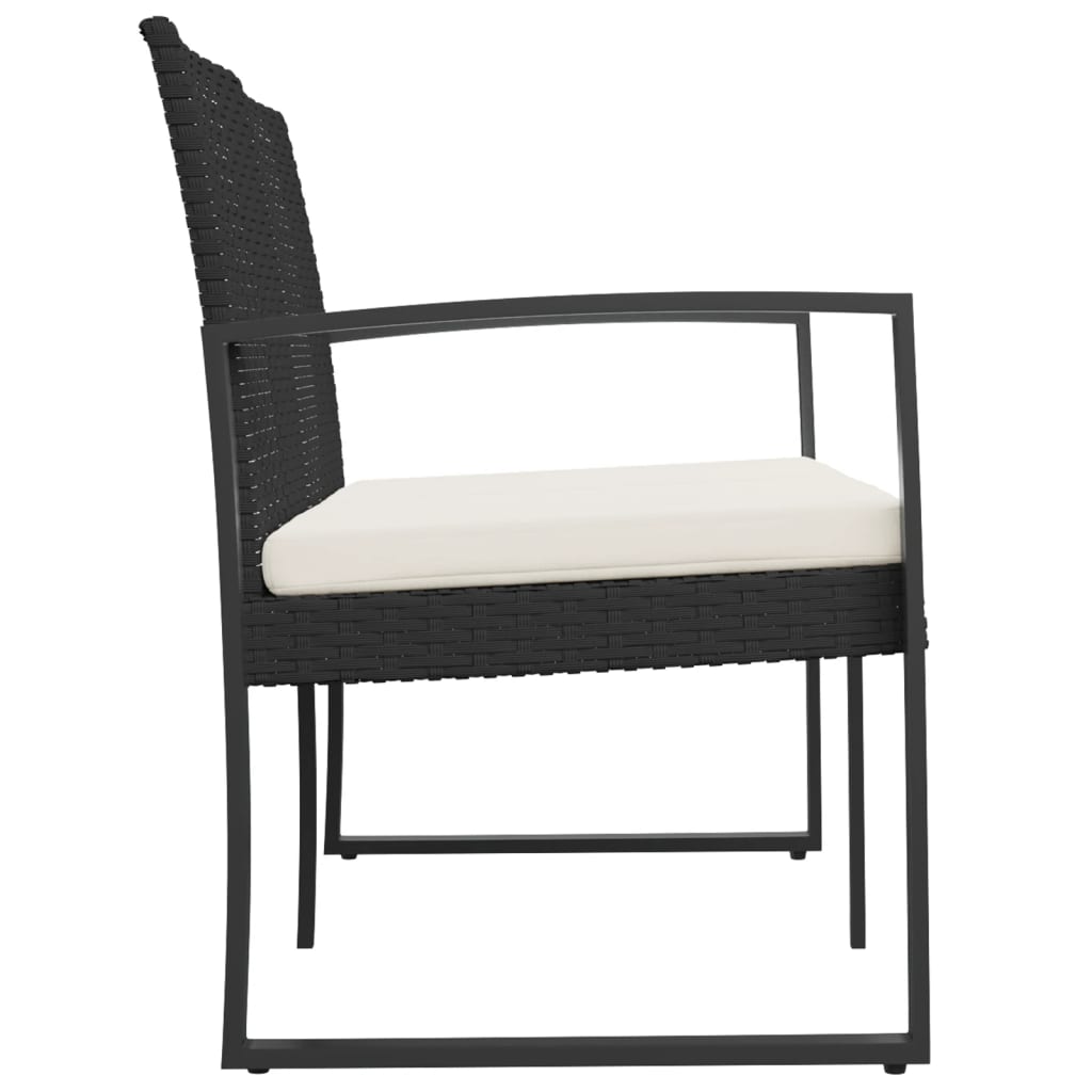 Gartenbank 2-Sitzer mit Kissen Schwarz PP-Rattan - Pazzar.ch