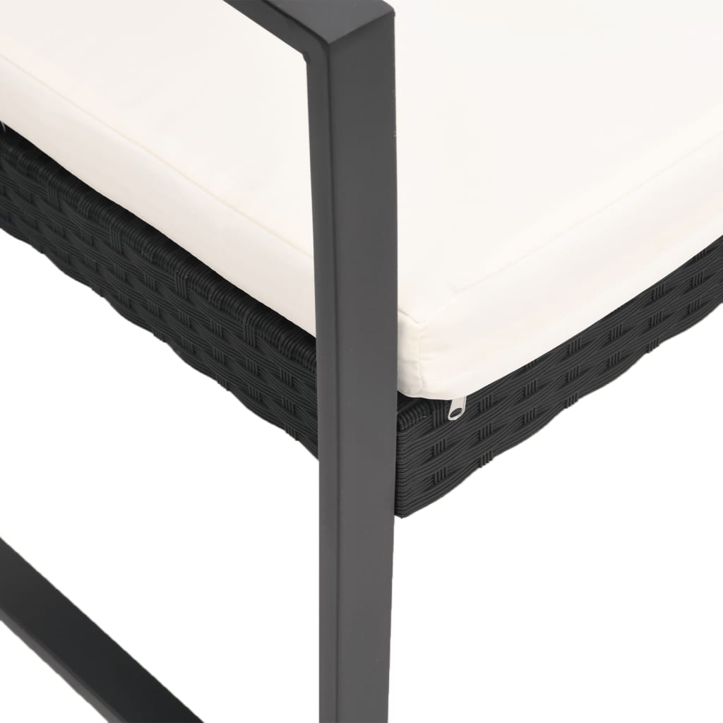 Gartenbank 2-Sitzer mit Kissen Schwarz PP-Rattan - Pazzar.ch