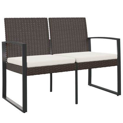 Gartenbank 2-Sitzer mit Kissen Braun PP-Rattan - Pazzar.ch