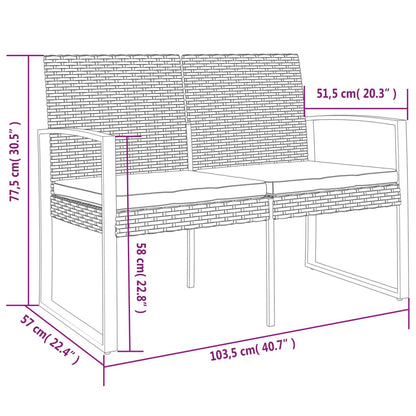 Gartenbank 2-Sitzer mit Kissen Braun PP-Rattan - Pazzar.ch