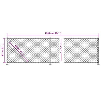 Maschendrahtzaun mit Bodenflansch Silbern 0,8x25 m - Pazzar.ch