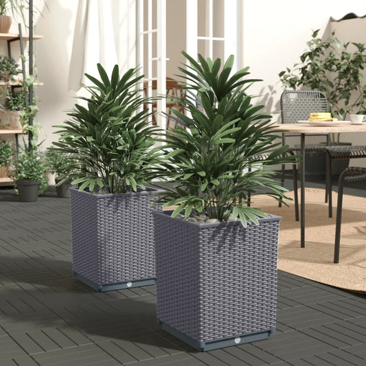 Pflanzkübel 2 Stk. Dunkelgrau 30x30x37 cm Polypropylen - Pazzar.ch